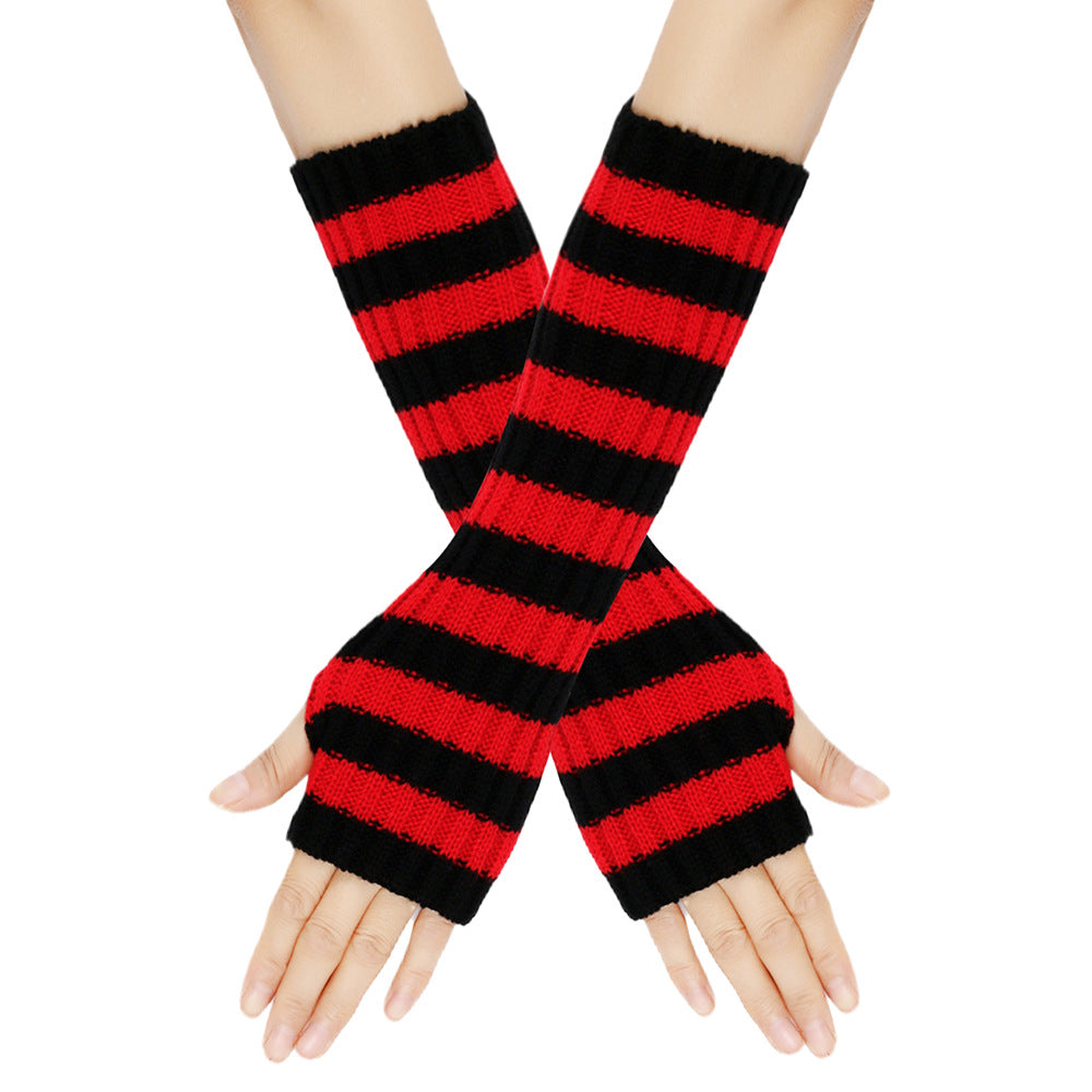 Wholesale Mid To Long Christmas Warm Striped Woolen Gloves